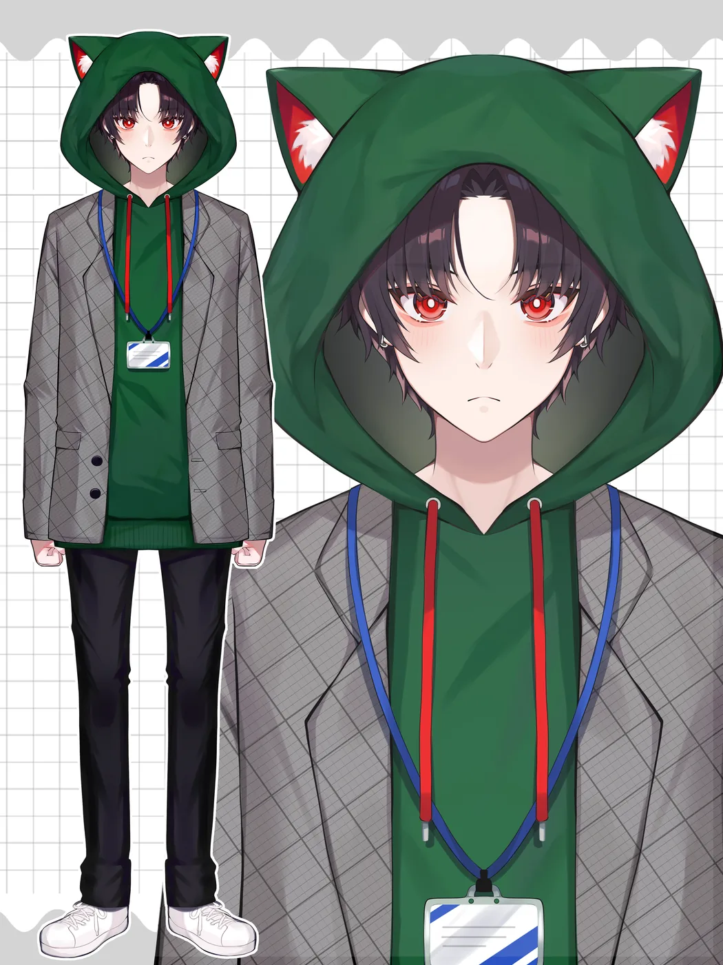 パーカー姿の男性キャラクター