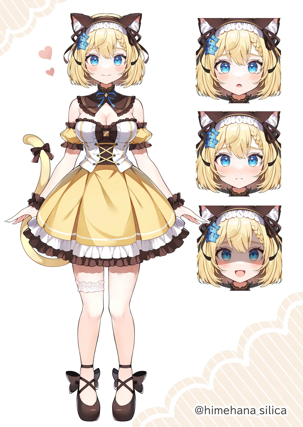猫耳キャラクターの立ち絵と表情