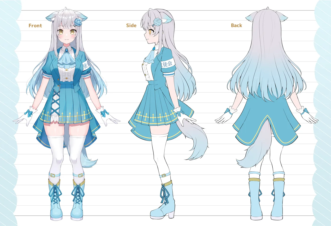 キャラクターの三面図